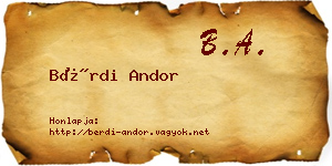 Bérdi Andor névjegykártya