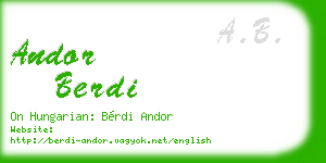 andor berdi business card